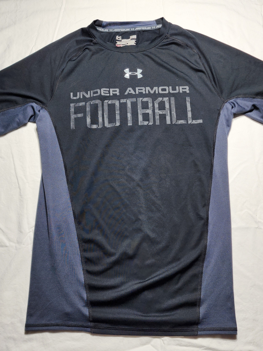 Under Armour Black and Gray Long Sleeve Football Compression Top